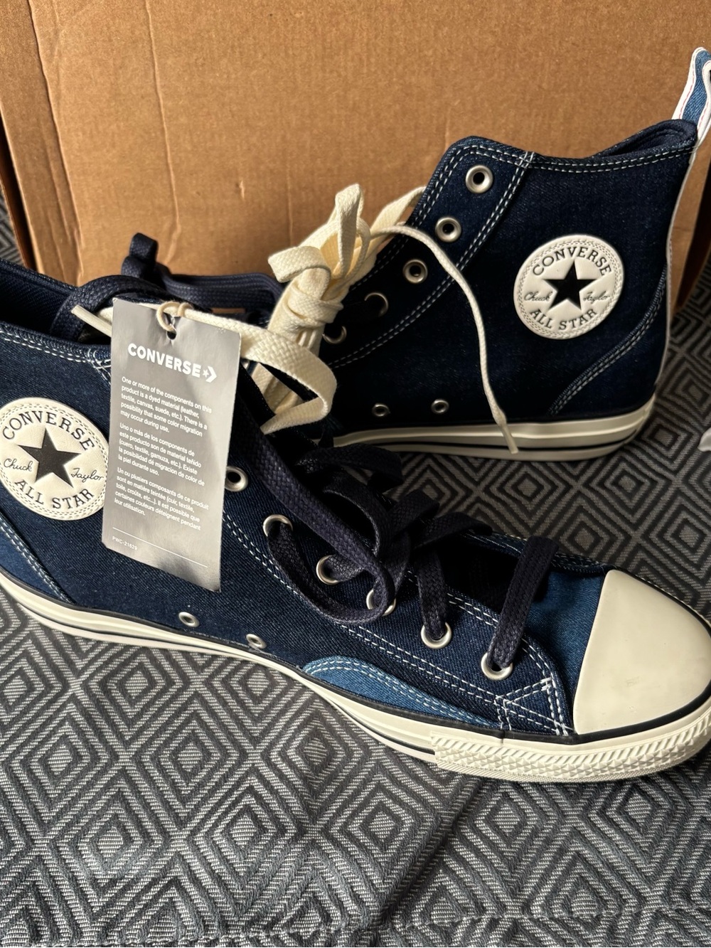 Converse High Top Sneakers in Navy and Cream